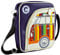 BRISA VW Collection - Stylishe & coole Volkswagen Retro/Vintage Schulter-Tablet-Umhänge-Reise-Tasche mit T1 Bulli Bus Motiv (Lila/Bunt Gestreift/Kunstleder)