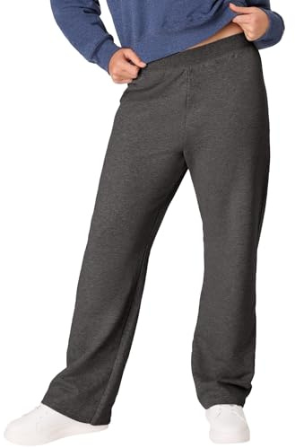 Hanes Women's EcoSmart Open Bottom Leg Sweatpants,Slate Heather,X-Large