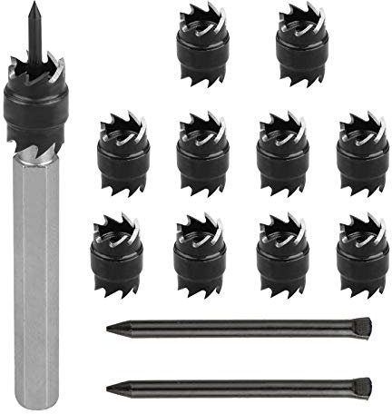 EEEKit 13 Pack Rotary Spot Weld Cutter Remover Sets Double Sided, 3/8'' HSS Drill Bits Hex Sheet Metal Hole Cutter Remover for Power Drill Spot Welding
