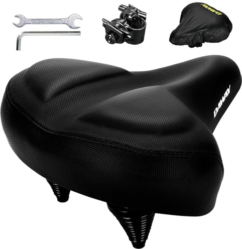 DAWAY C40 Ultra-Comfortable Oversized Bike Seat - Memory Foam Padded, Extra Wide Soft Bicycle Saddle for Men Women Seniors - Fit for Peloton, Cruiser, Stationary, Mountain Road Bikes - Shock Absorbing
