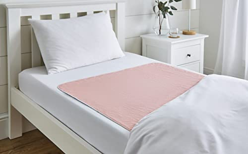 1x Drylife Super Absorbent Washable Single Bed Protector Pad | Thin Reusable Incontinence Bedding Protection, Comfortable & Durable - Pink - 85cm x 90cm