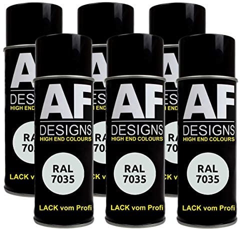 Lot de 6 bombes de peinture RAL pour voiture - Gris clair RAL7035 - Mat mat mat
