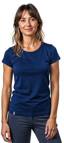 ALPIN LOACKER Merino Shirt Damen Kurzarm und Poloshirt I atmungsaktives Funktionsshirt schnelltrocknend für Sport und Wandern I Merinowolle Tshirt und Thermooberteil, Blau L