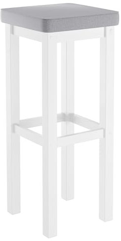 Klassischer Barhocker mit verschiedenen Polsterfarben 80 cm hoch Kiefer weiß V-90.71-45WP