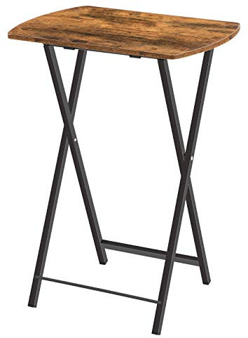 HOOBRO Side Table, Folding Tray Table, Snack Dinner Tables for Eating at Couch, Sofa End Table for Small Space, Living Room, Industrial, Easy Storage, Stable Metal Frame, Rustic Brown EBF17BZ01