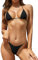 SHEKINI Femmes Bikini Dos Nu Sexy Micro Petite Tasse Triangle Haut de Bikini Réglable Deux Pièces Maillot de Bain Tanga Brésilien Taille Basse Bas de Bikini (Noir, S)
