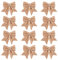 Whaline 12 Stück Weihnachtsschleifen, glitzernde Rotgold-Kränze, Schleifen, kleine Weihnachtsbaumschleife, Pailletten-Fliege, Weihnachtsdekoration, Ornamente für Zuhause, Weihnachtsfeier, 14 cm