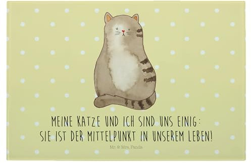 Mr. & Mrs. Panda Küchenbrett Katze Sitzen - Geschenk, Schneidebrett Glas, Schneideplatte, jausenbrett, Cat, Hackbrett, Kater, Katzen, schneidbrett, Herz