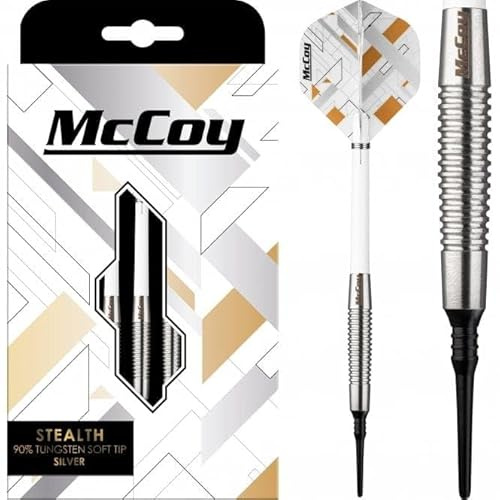 McCoy Darts D6081 Stealth Dartpfeile-Set, 90 % Wolfram, weiche Spitze, Silber, 18 g