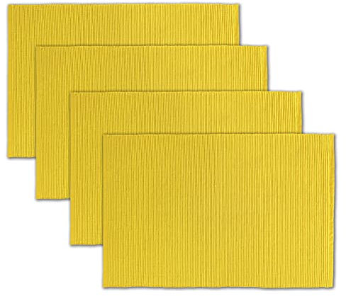 AVKA Studio Platzsets aus 100 % Baumwolle, gerippt, 4 Stück, 33 x 48 cm, Gelb, für den täglichen Gebrauch, Thanksgiving, Herbst, dicke Stoff-Tischsets, waschbare, wiederverwendbare Stoff-Tischsets