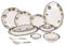 36 Piece Melamine Dinnerware Contemporary Flower Print Design Set, Shatterproof, Lightweight, Artisanal Double Bead Plates & Bowls, Solid Reactive Glazes Dinner (Grey & Orange)