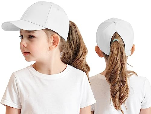 Cysocool Kinder Pferdeschwanz Baseballkappe 3-8 Jahre Mädchen Jungen Golf Visor Basecap Hut Sonnenblende Hut UV-Schutz Schirmmütze Sommermütze Junior Sommerhut Tennis Kappe Sonnenhut Visier UPF 50+