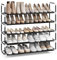 SONGMICS 5-Tier Shoe Rack, Shoe Storage for Hallway Closet, Slim and Space-Saving, Metal Frame, Non-Woven Fabric Shelves, Black LSH55HV1
