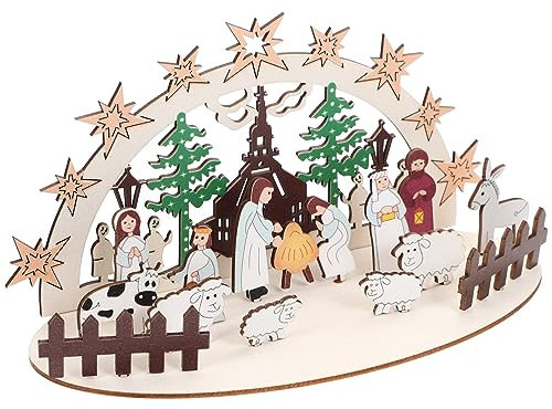 TOYANDONA 1satz Diy Weihnachtskrippe Holzspielzeug Handgefertigte Jesus-szene Für Tischdekoration Realistische Weihnachtsatmosphäre Sicheres Holz Für Ganze Familie Kreative