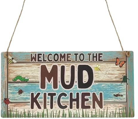 Second Ave Children's Kids Mud Kitchen Wooden Hanging Rectangle Sign Plaque