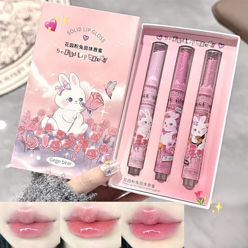 Mrettick 3 Colors Jelly Lipstick, Tinted Lip Gloss Heart Shape Lip Stain, Mirror Hydrating Jelly Love Lipstick, Long Lasting Moisturizing Tinted Lip Balm, Non-sticky (A, M)