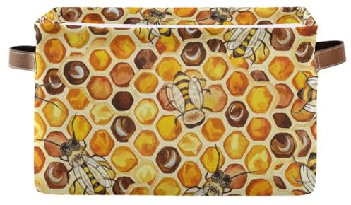 Mnsruu Aufbewahrungskorb für Regale, Bienenwaben, Aufbewahrungsboxen mit Griffen, große Aufbewahrungskörbe für Kleiderschrank