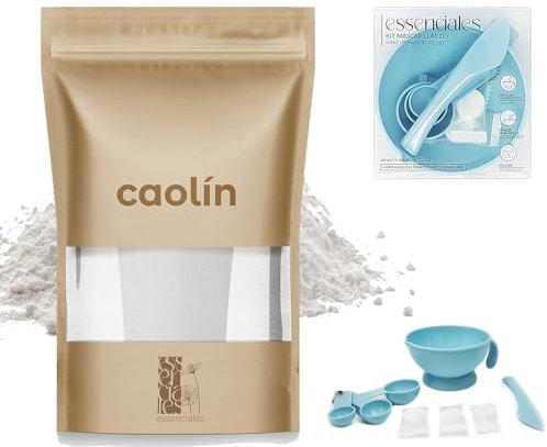 Mascarilla Arcilla Blanca Caolín para la Cara - ESSENCIALES 300g - Kit mascarilla, limpieza e hidratación para la piel