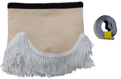 KramTruck - LKW-Gardine mit Quasten - Sonnenblende für LKW - Sonnenschutz für Alle Truck Maarken (Hellbeige, Weiße Quasten)