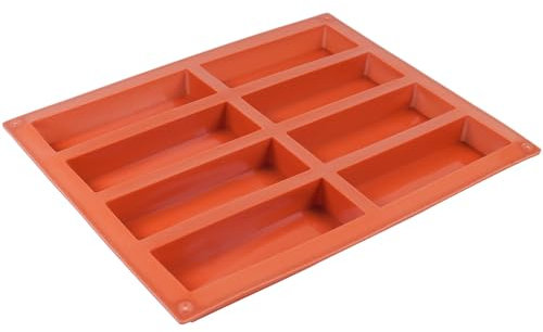 Melearch Chocolate Bar Moulds, 8 Cavity Silicone Cereal Bars Mould for Baking, Silicone Butter Mould, Bread Brownie Cheesecake Tray