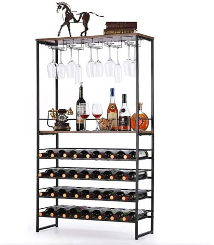 WGzxpddpIy Estante for Vinos de Pie, Botellero Vino, Piso Independiente con Mesa, Estante Multifuncional for Almacenamiento de Vinoteca de Múltiples Capas