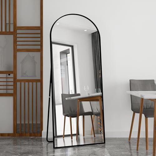 Bogen Ganzkörperspiegel,180 x 80cm Standspiegel Groß Gewölbter Standspiegel Ganzkörperspiegel Bodenspiegel Wandspiegel Stehspiegel für Schlafzimmer Wohnzimmer Flur Garderobe Shop (Schwarz, 180x80cm)