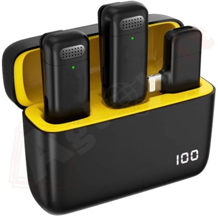 Aglow.it Microfono Lavalier wifi compatibile per iPhone, Microfono wireless a Clip, Microfoni per iPad con 3L cancellazione del Rumore per Una Registrazione Audio Chiara per Blog o interviste (W739-I)