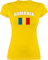 Shirt Damen - Fußball EM WM - România Schriftzug mit Flagge | Rumänisch | Romania | Rumänien - S - Gelb - t-Shirt fußballtrikot Europameisterschaft rumänische Tshirt wm-Shirts Fussball