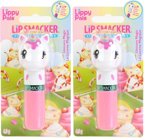 Lip Smacker - Lippy Pals Collection - Einhorn Lippenbalsam für Kinder - magischer Geschmack - Geschenk für Kinder - Single Lipbalm (Packung mit 2)