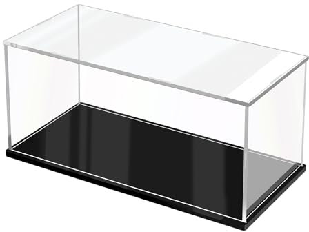 JUJOMAT Acryl Vitrine Schaukasten Vitrine Box Klare Display case mit Schwarzer Basis Schaukasten für Figuren Sammlerspielzeuge 45*20*20cm