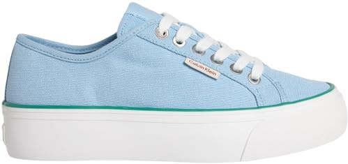 Calvin Klein Damen Vulcanized Sneaker Logo Tag mit Plateau, Mehrfarbig (Cool Blue/Wild Green), 38