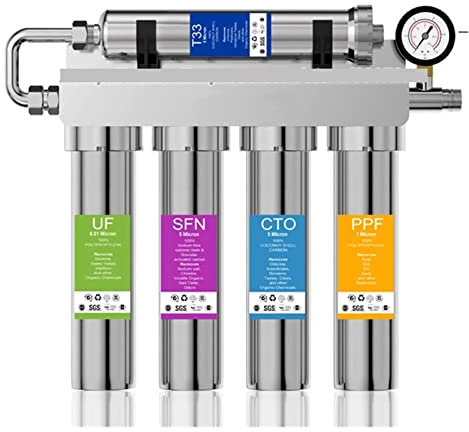 Filtro debajo del fregadero de filtro de agua potable purificador definitivo de ultrafiltración for fregadero de 5 etapas de alta capacidad de lujo Durable y menos propenso a agrietarse(749)