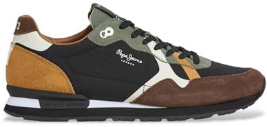Pepe Jeans Men's BRIT Prints M Sneak, Brown (Dark Brown), 9