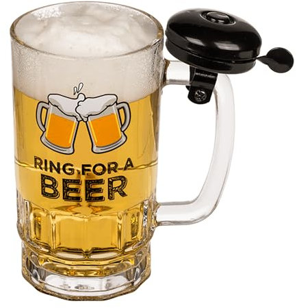 Seaside No.64 - Bierglas Ring for a Beer mit Klingel am Henkel zum Nachbestellen für ca. 500 ml Lieblingsgetränk - Trinkgefäß im Geschenkkarton für Hausbar, als Partyzubehör, Vatertagstour