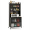 COSTWAY Meuble Cuisine Rangement 6 Niveaux, Etagere Rangement Cuisine en Fer, Portes Battantes, Panneau Perforé, 10 Crochets, Armoire Cuisine à Roulette, Support Micro-Ondes (Noir)