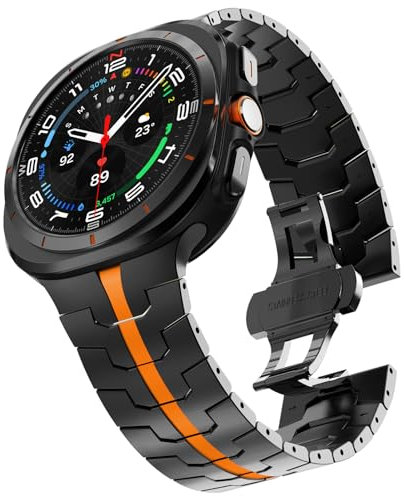 KADES Compatible with Samsung Galaxy Watch Ultra Strap, metal replacement band Designed for Galaxy Watch ultra 47mm(2024), Black/Orange