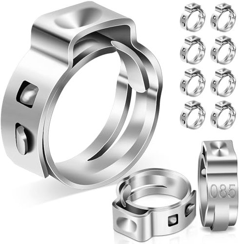 Jeboler Lot de 10 colliers de serrage à oreille unique 7-8,5 mm en acier inoxydable 304 Colliers de serrage à oreille unique Colliers de serrage en continu Collier de serrage serrage réglable Tuyau