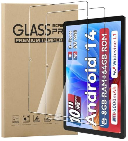 MEMELOKA Verre Trempé pour Ainmel Android 14 Tablet/Ainmel C10BK Tablet 10 Pouces, 2 Pièces 9H Dureté [Anti-Rayures][Sans Bulles][Haute Définition] Protection Écran