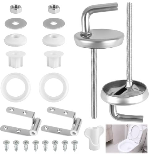 2 Kit Cerniere Tavoletta WC in Acciaio Inossidabile, Cerniera per Tavoletta WC Design Sgancio Rapido, Ganci Tavoletta Copriwater Universali con Ammortizzata e Viti, Kit di Ricambio per Sedile WC