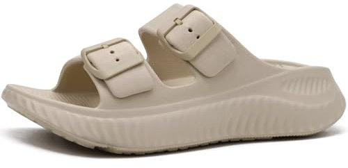 KuaiLu Sandales de Récupération Femmes Confortable Orthopediques Fasciite Plantaire Réglable Sport Sandalette Soutien en été Voûte Plantaire, Antidérapante Voyage Plage Respirant Tout Beige 38
