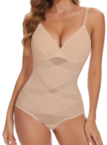 Joyshaper Shapewear Body gainant pour femme avec col en V et soutien-gorge