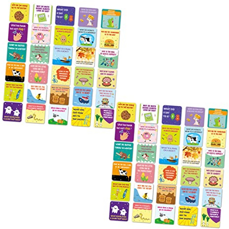 Homoyoyo 60pcs Cartoon Lunchbox Notes and Children Questions Cards Mini Joke Cards Set for Kids Lunch Boxes Birthday Party Favors