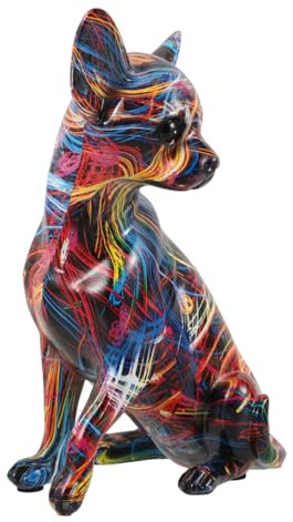 Ciieeo Hundestatue Stilvolle Tischdekoration aus Kunstharz Bunte Chihuahua Vielseitig Einsetzbare Hundeskulptur für Wohnzimmer und Büro für Schreibtisch und Eingangsbereich