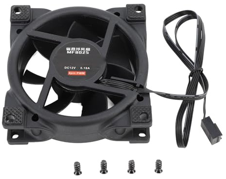 80mm PWM cas ventilateur ultra silencieux haute performance ventilateur de refroidissement avec MFDB portant contrôle intelligent de la température 8002500 tr/min vitesse pour PC (Noir)