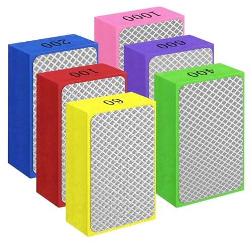 prota Hand Diamond Polishing Pads, 6 PCS Tile Polishing Pads, Diamond Sanding Blocks Diamond Hand Polishing Pads Grit Sanding Block for Wood Tile Glass Stone Ceramic 60# 100# 200# 400# 600# 1000#