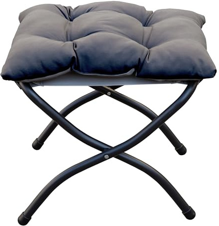 QUICK STAR Fußhocker Klappbar Fußablage Fußstütze Faltbar Sitzhocker mit Metallbeinen Fusshocker mit Abnehmbar Gepolsterte Sitzfläche Anthrazit