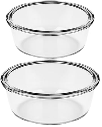 VOSAREA 2pcs Ceramic Dipping Bowls High Temperature Resistant Glass Mixing Bowls for Air Fryer Use, Smooth Surface Round Shape, for Baking, Steaming, and Oven Cooking