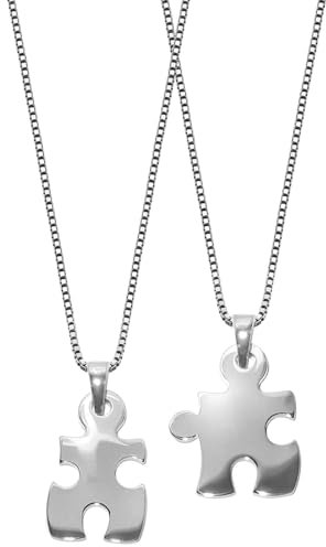 trendor Puzzle Partner-Anhänger mit 2 Halsketten Silber 925 63775