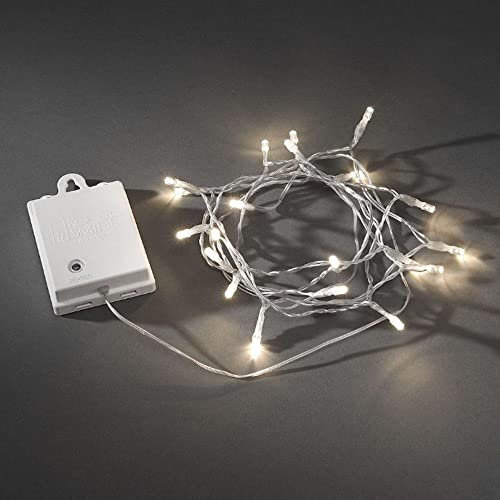 Konstsmide 3724-103 LED Lichterkette / für Außen (IP44) / Batteriebetrieben: 4xAA 1.5V (exkl.) / 40 warm weiße Dioden / mit Schalter / 6h Timer / 8 Funktionen und Memoryfunktion / transparentes Kabel, Bernstein, 40 LEDs