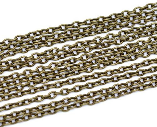 2 Meter von Bronze Antik 2 mm x 3 mm links geöffnet Kabel Kette. Für Herstellung Von Schmuck, Kunst, und andere Bastelarbeiten